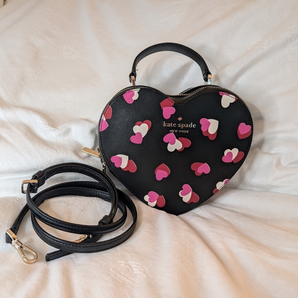 Kate Spade Love Shack Flutter Hearts Crossbody Top Handle Heart Shaped Bag EUC - Picture 2 of 8